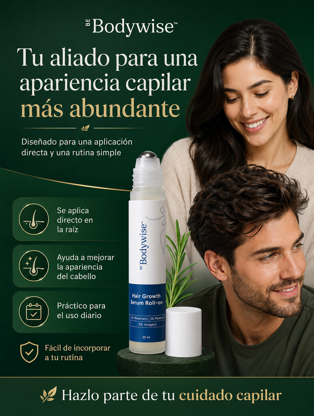 Sérum Capilar Anticaída y de Crecimiento con Aplicación Roll-On
